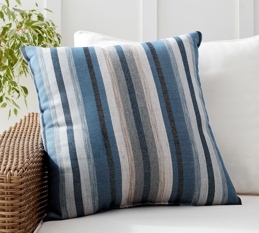 Blue striped outdoor outlet pillows