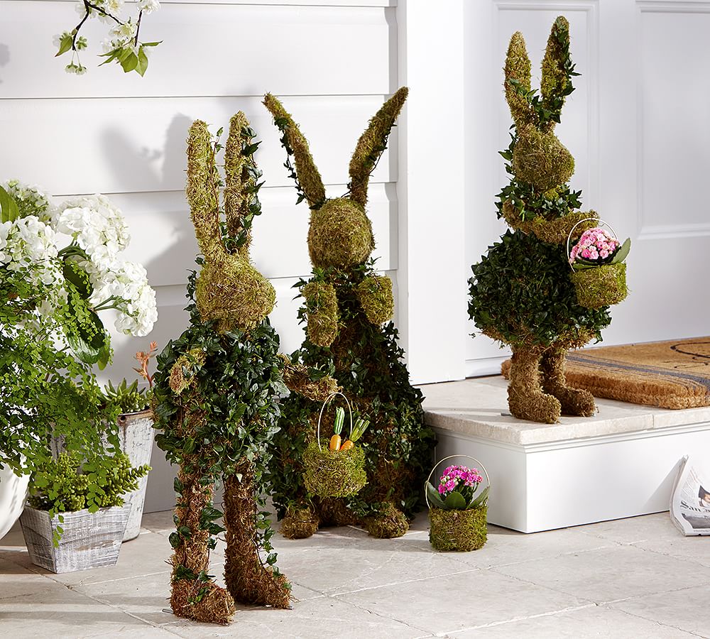 Live Ivy Bunny with Basket Topiaries