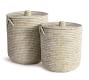 Dahlia White Rivergrass Lidded Hamper Baskets, Set of 2