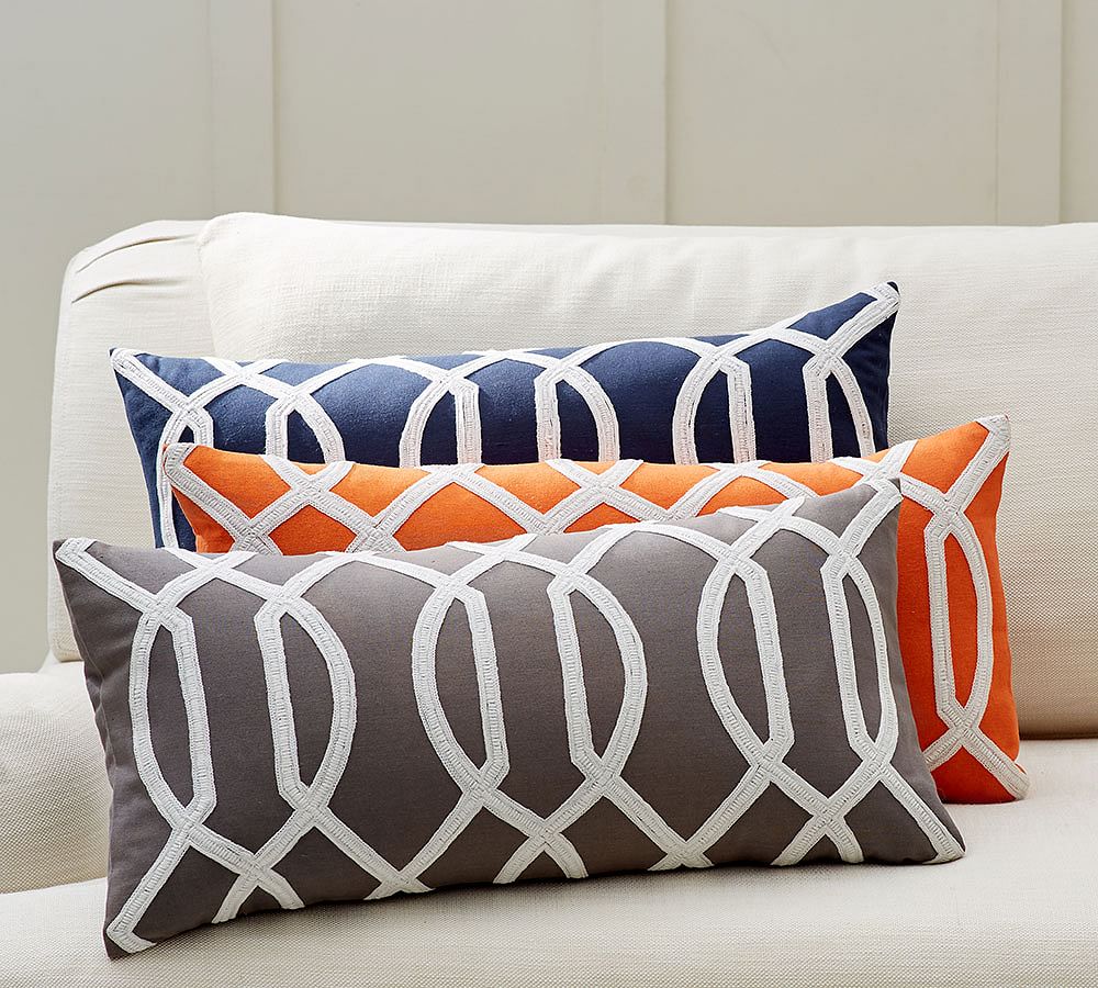 Trellis Embroidered Pillow Cover