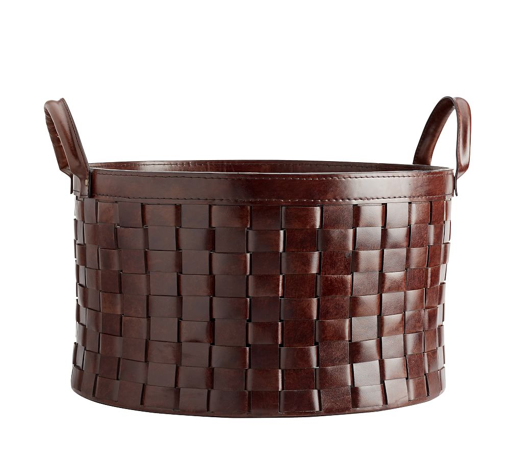 Saddle Large Round Basket - Chocolate