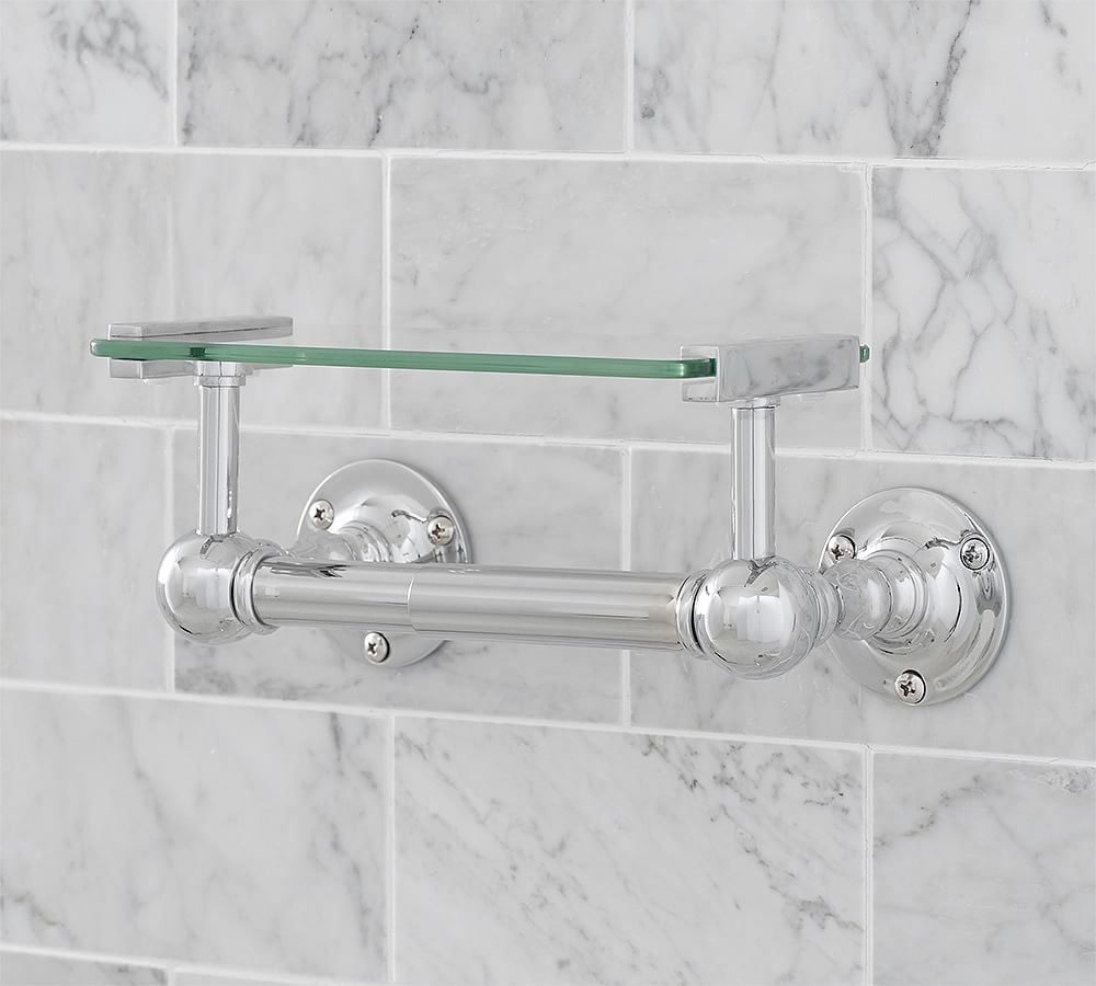 Sussex Toilet Paper Holder with Glass Shelf