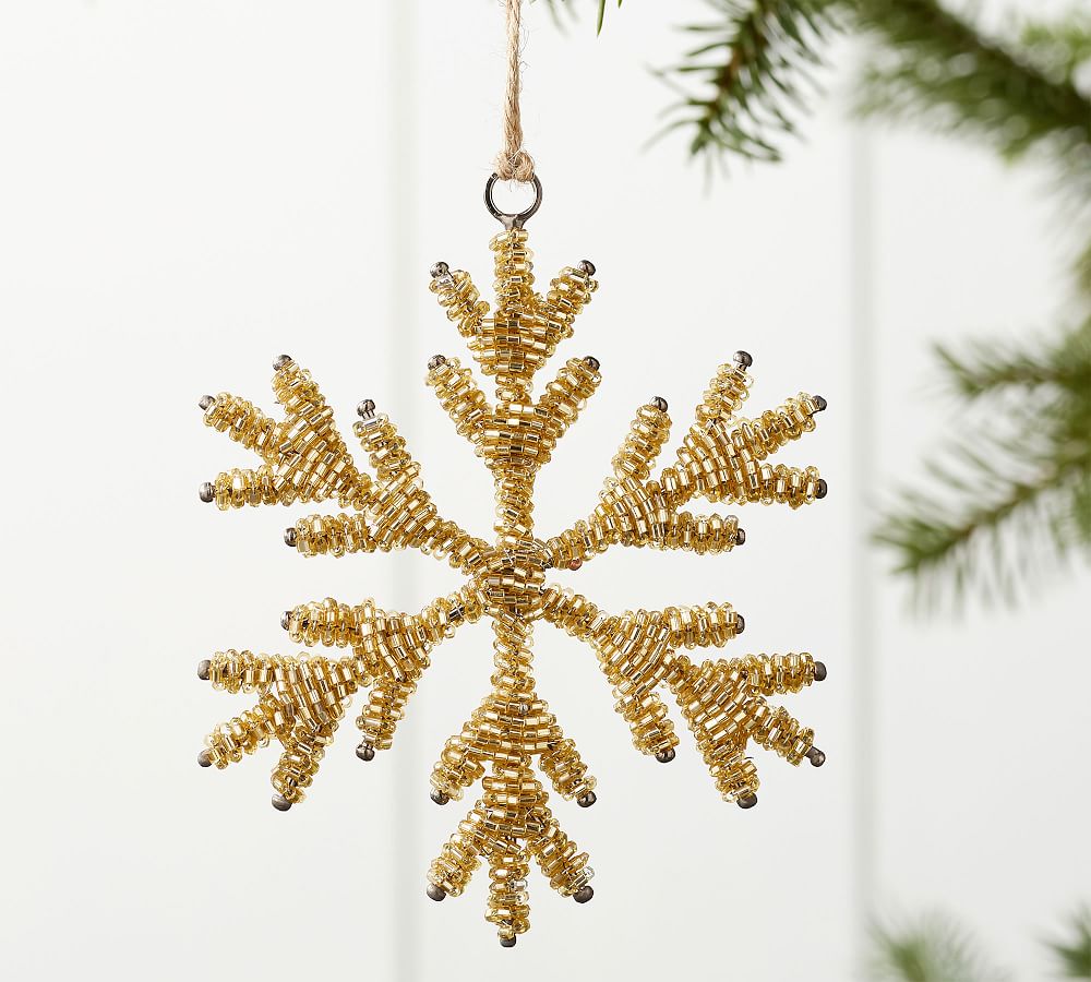 Gold Beaded Snowflake Ornament