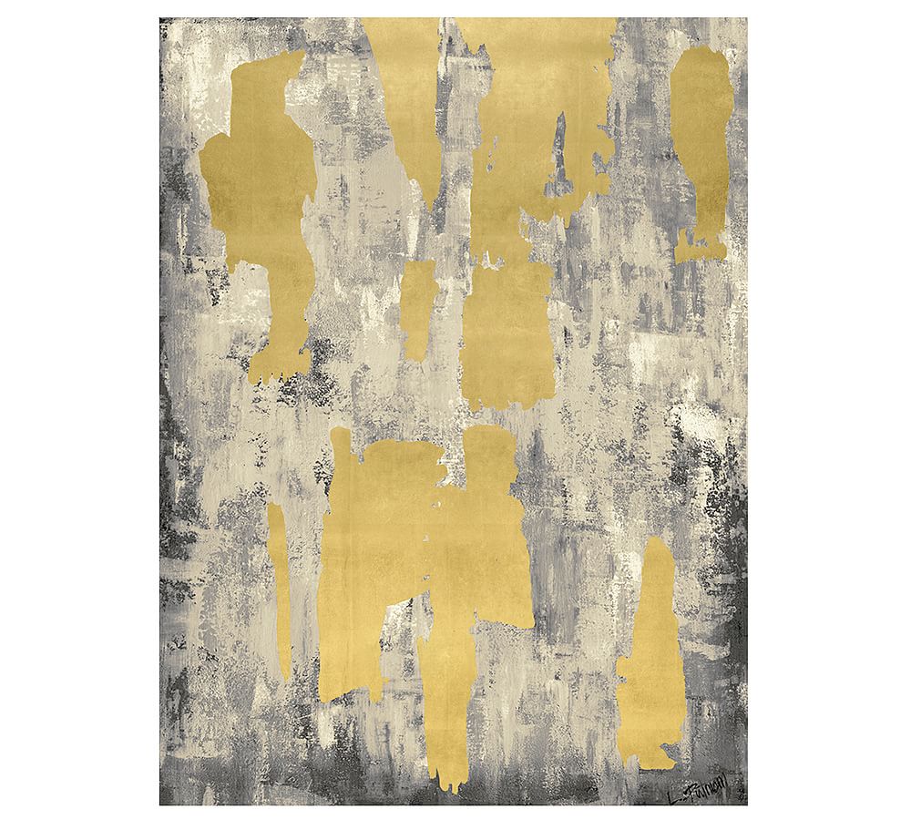 Gray with Gold Leaf Abstract Canvas