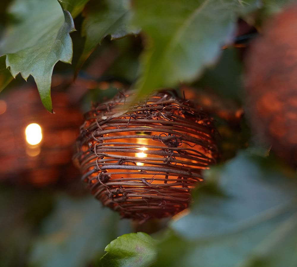 Rattan outdoor deals string lights