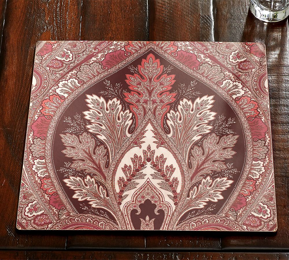 Anton Paisley Print Corkmat, Set of 4 - Red