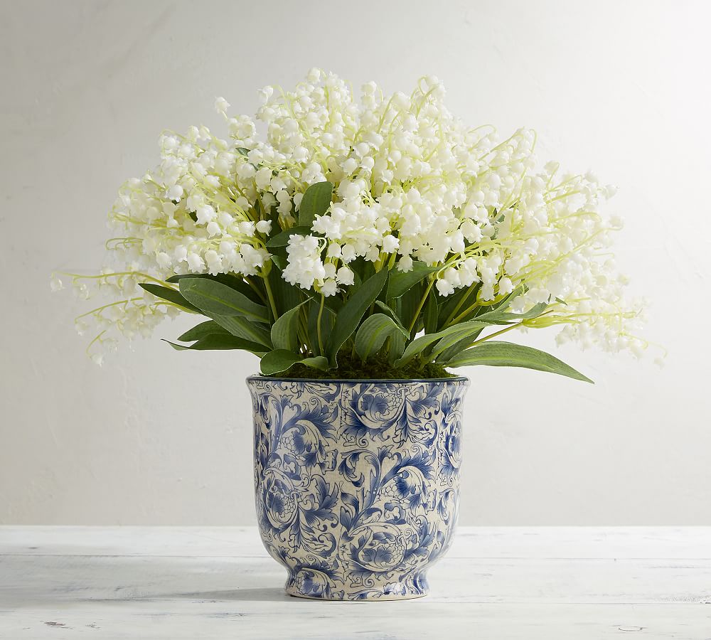 Faux Lily of the Valley in Pot