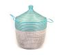 Tilda Two-Tone Woven Baskets, Turquoise