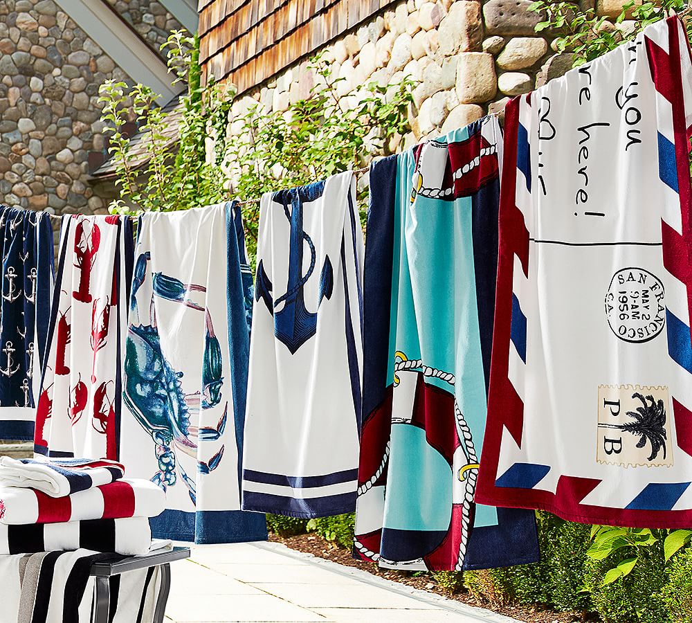 Wish You Were Here Postcard Beach Towel | Pottery Barn