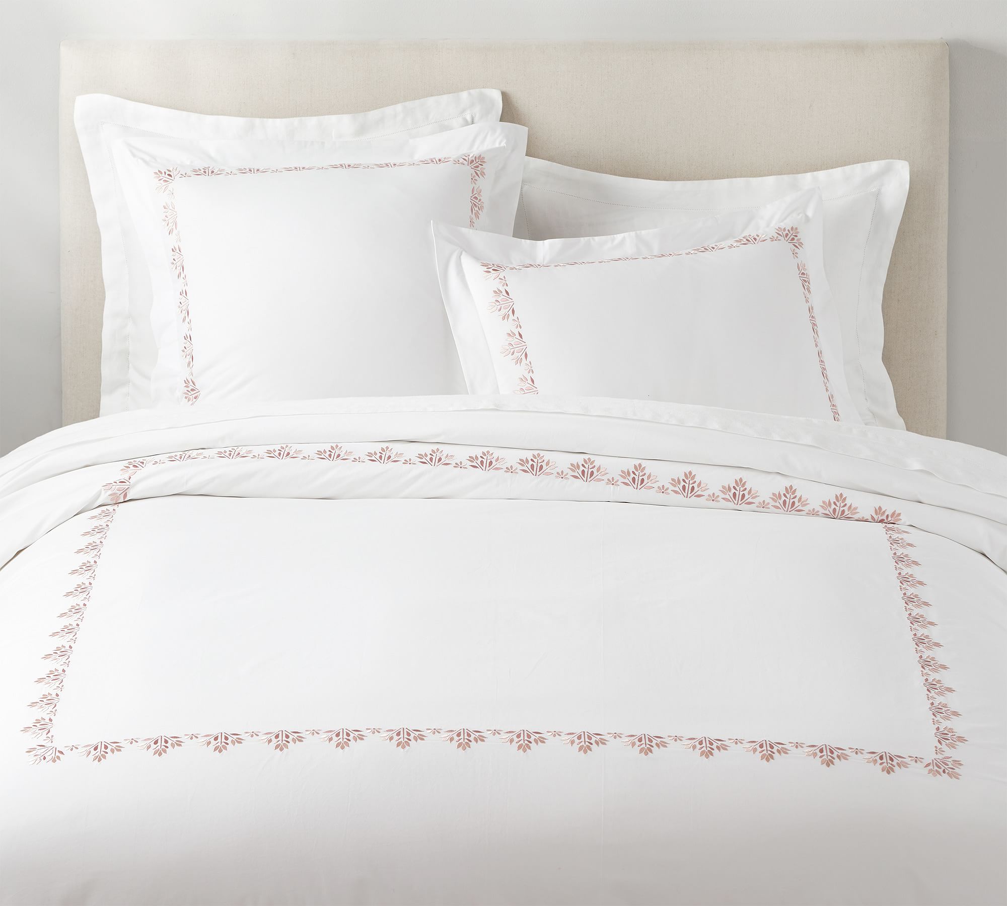 OPEN BOX: Blossom Embroidered Organic Percale Duvet Cover