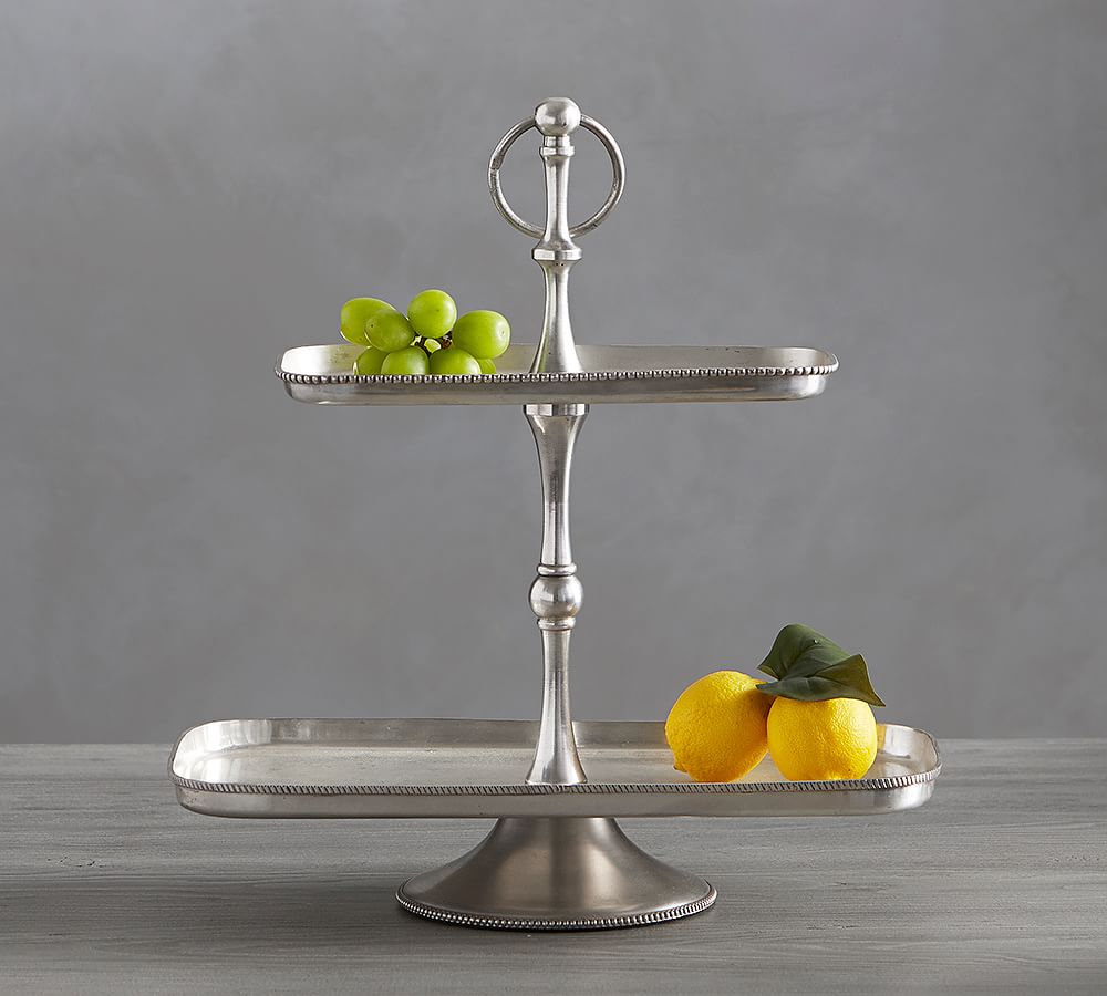 Antique Silver Rectangular Tiered Stand