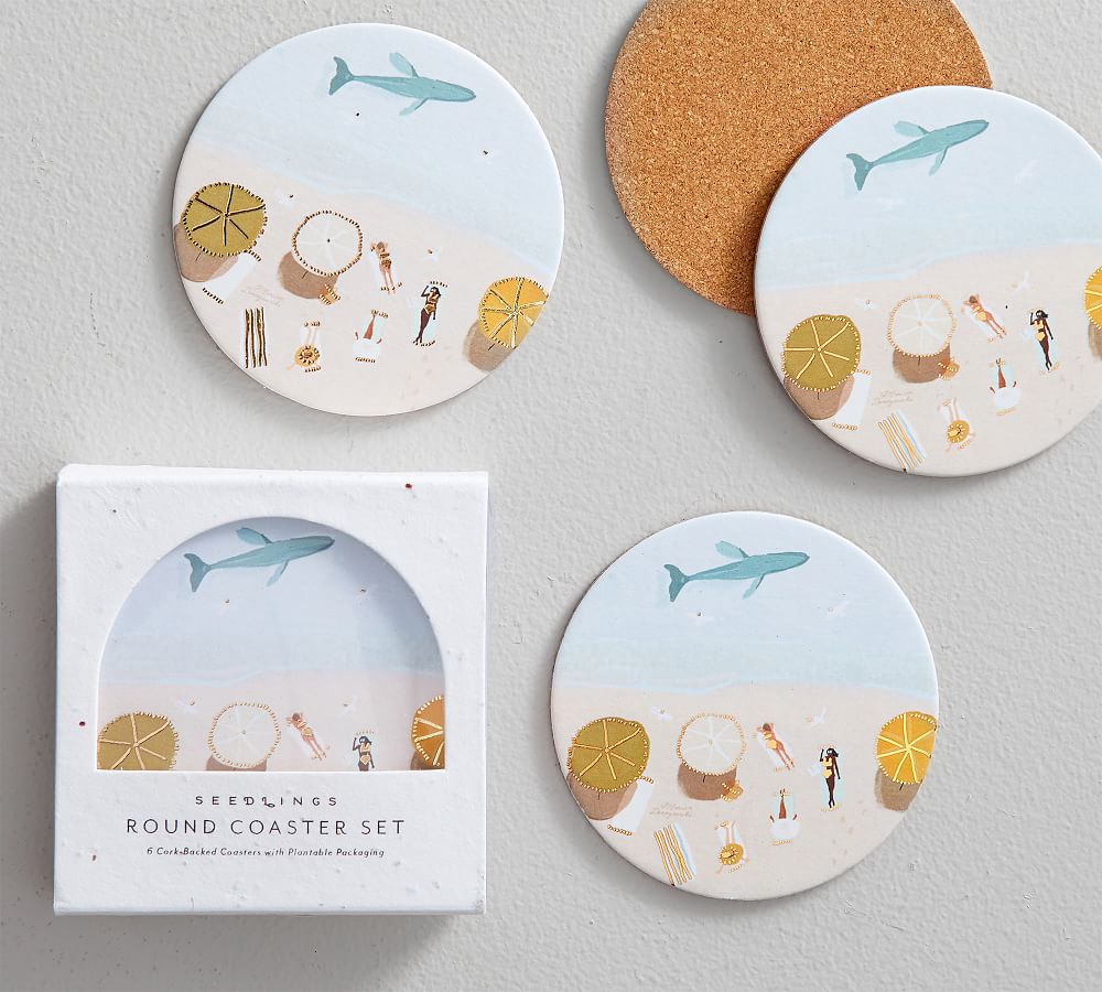 Beachside Seedlings Cork Coasters, Set of 6 Pottery Barn