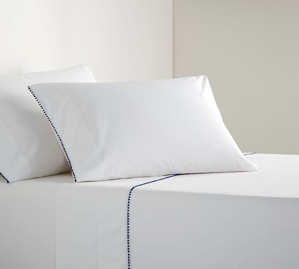 Dot Trim Organic Cotton Pillowcases - Set of 2