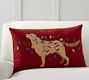 Dog with Lights Embroidered Lumbar Pillow Cover