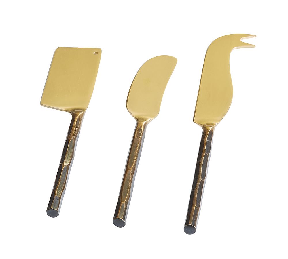 Burnished Gold Cheese Knives, Set of 3