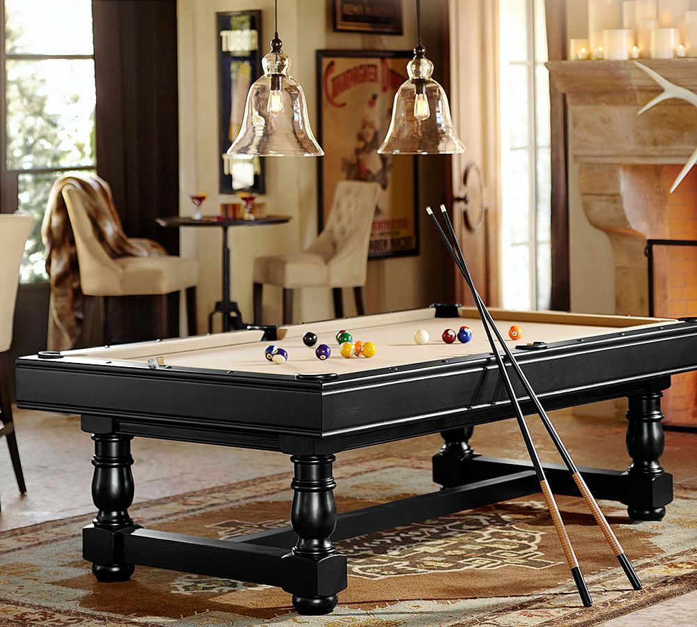 Turned-Leg Pool Table with Table Tennis Top