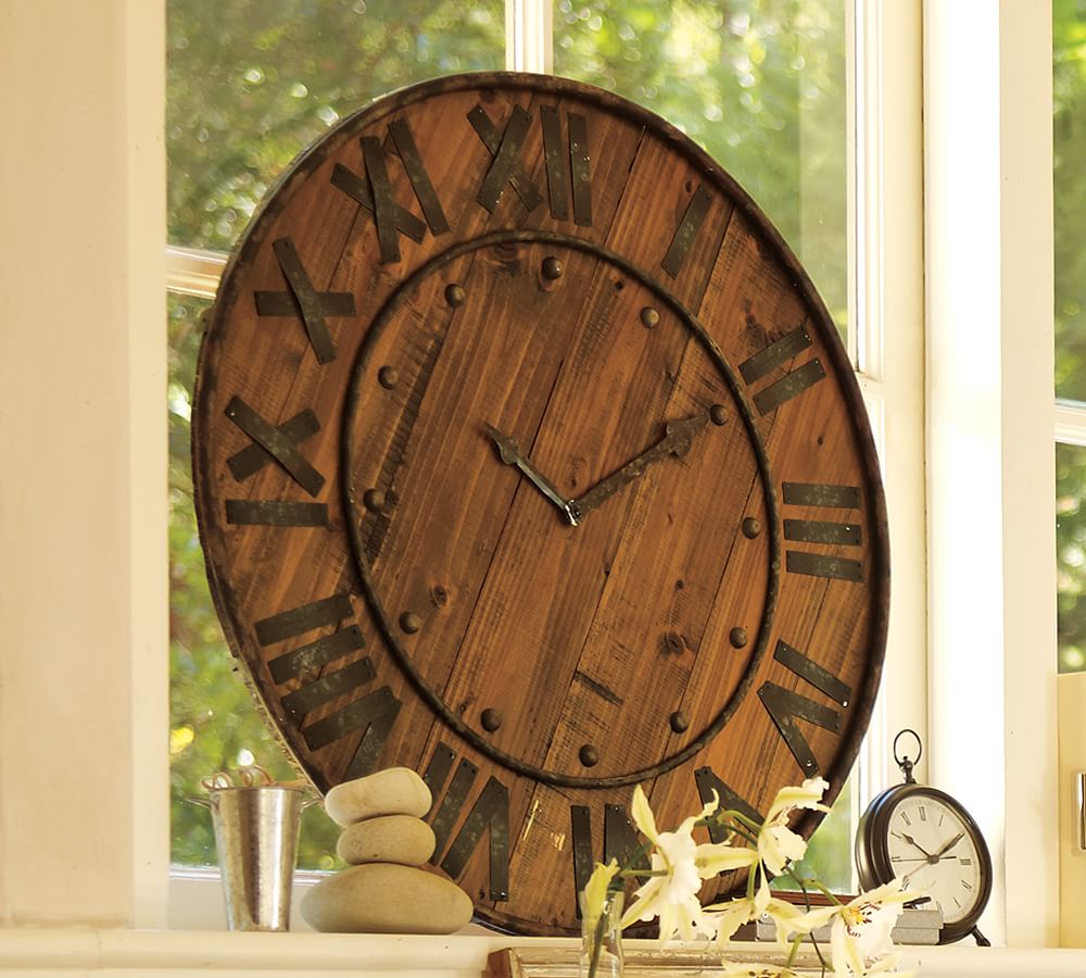 Rustic Wood &amp; Iron Clock