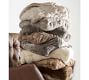 Gathered Faux Fur Throw Blanket - Taupe