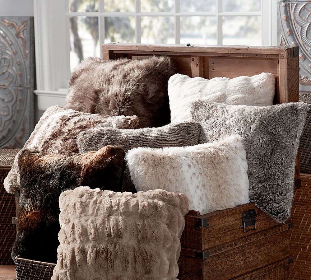 Pottery barn faux fur pillows hot sale