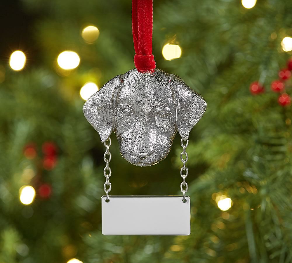 Dog with Personalizable Tag Ornament