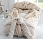Faux Fur Robe - Ivory Tipped Gathered