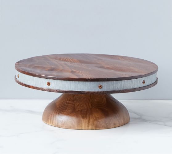Reclaimed Wood Galvanized Cake Stand Pottery Barn