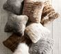 Gathered Faux Fur Pillow Cover - Ivory