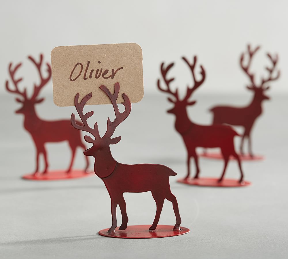 Stag Couple Place Card Holder, Set of 4