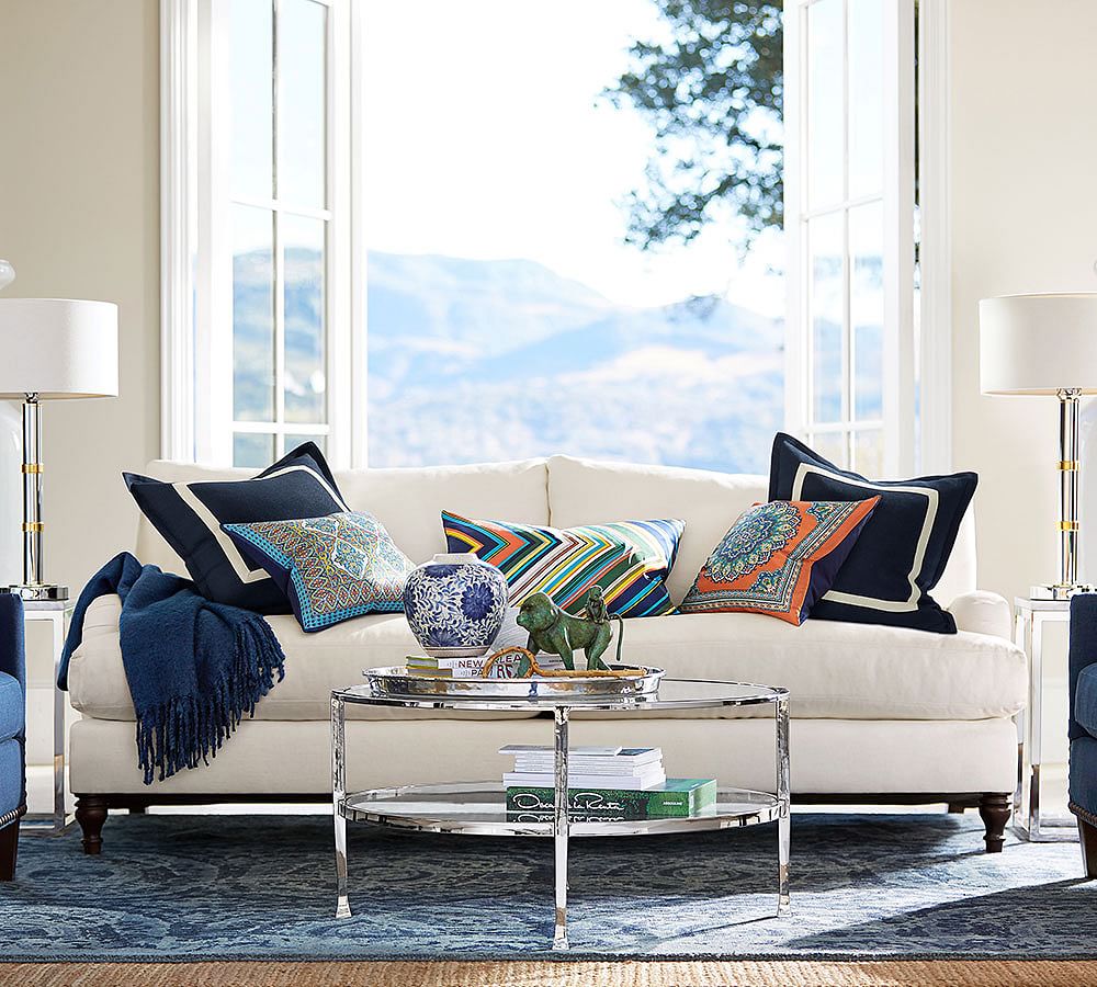 Textured Linen Frame Pillow Cover Pottery Barn