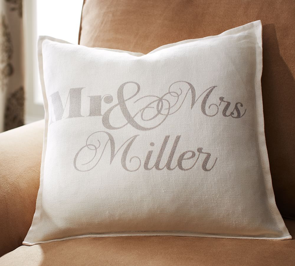 Personalized Mr. &amp; Mrs. Linen Pillow Cover