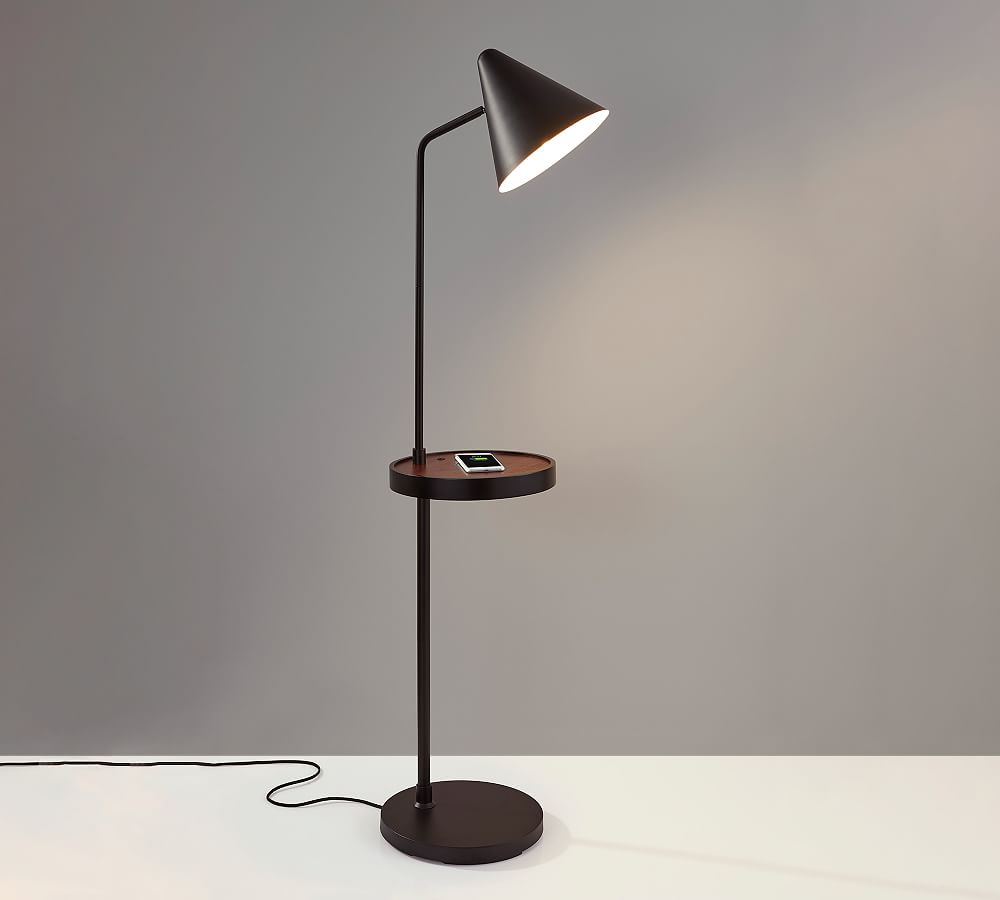 Greylock Wooden Shelf USB Task Floor Lamp
