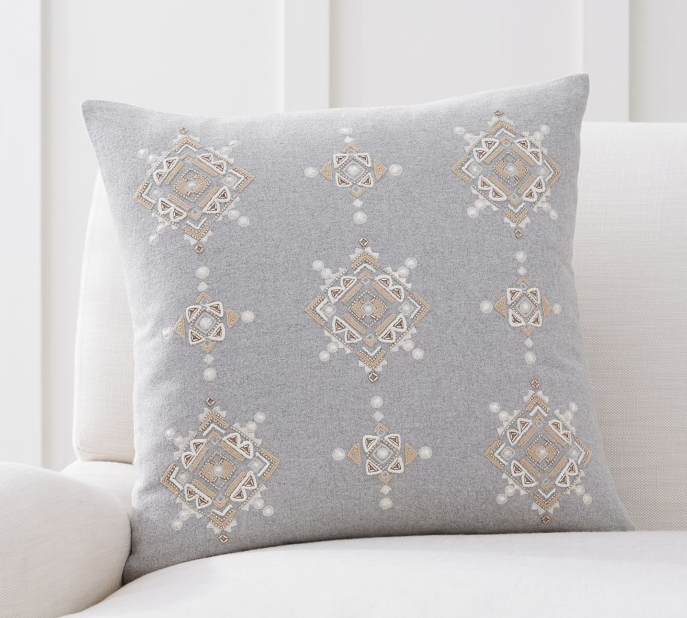 Haylie Embroidered Flannel Pillow Cover