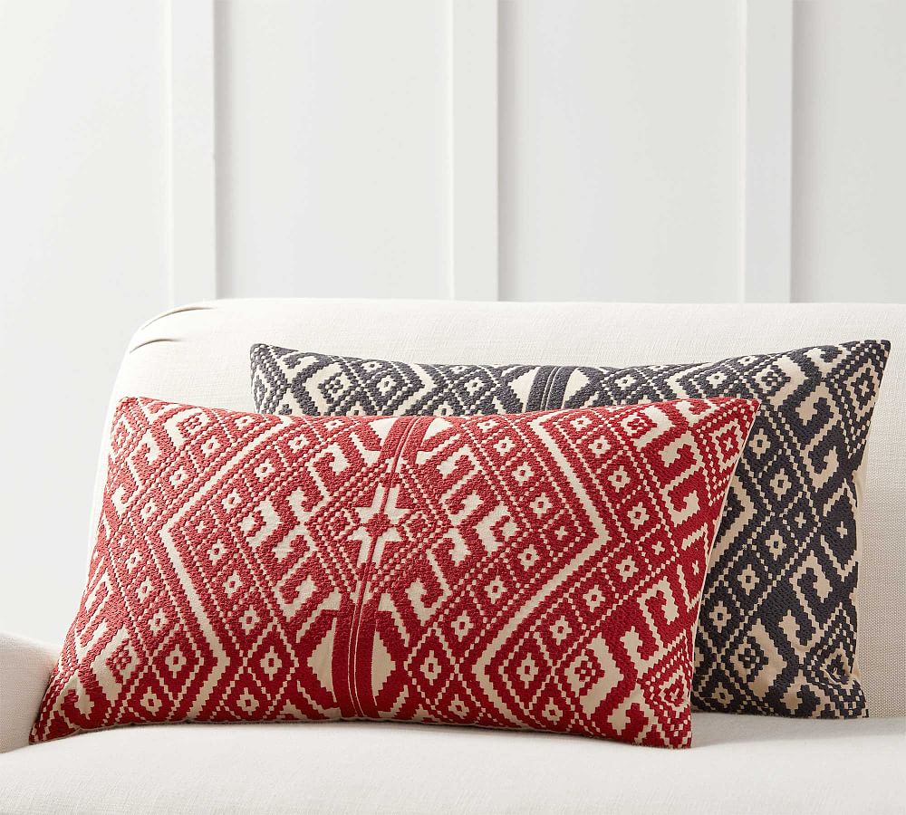 Donner Embroidered Lumbar Pillow Cover