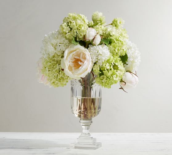 Faux Composed Hydrangea Arrangement Artificial Flowers Pottery Barn