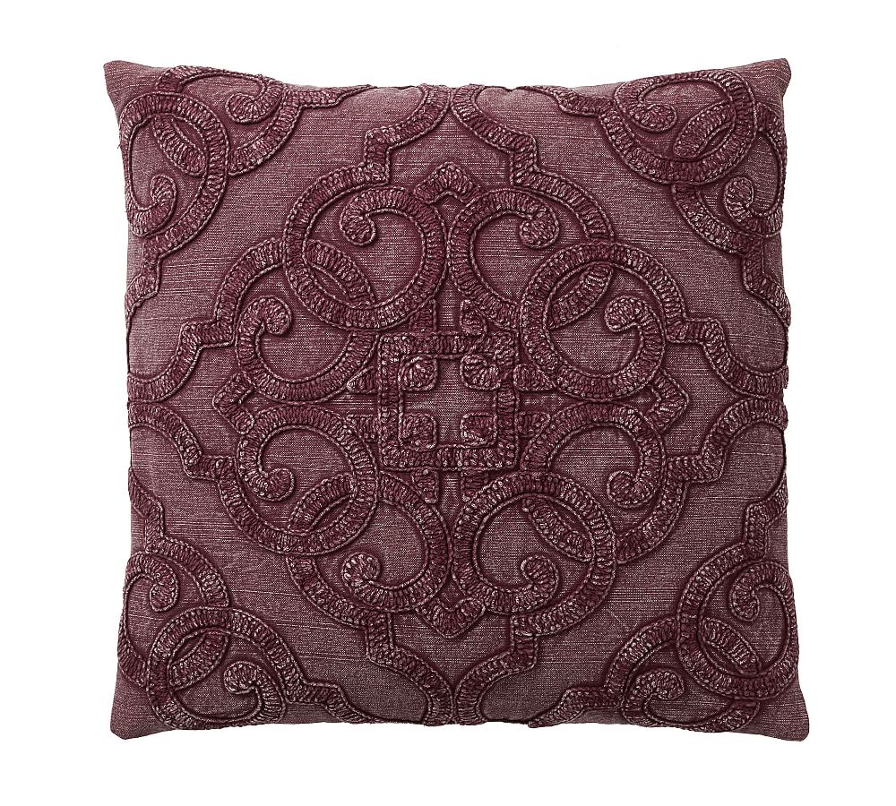 Drew Embroidered Pillow Cover - Fig