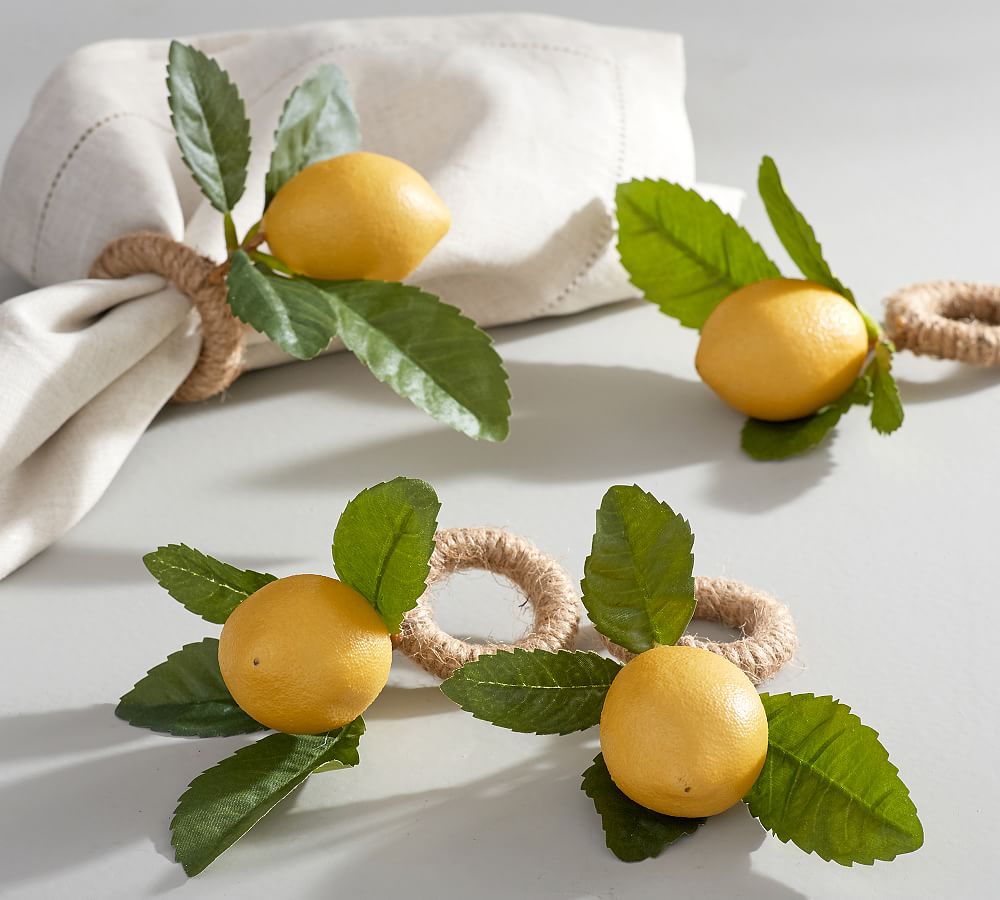 Lemon Vine Napkin Rings, Set of 4