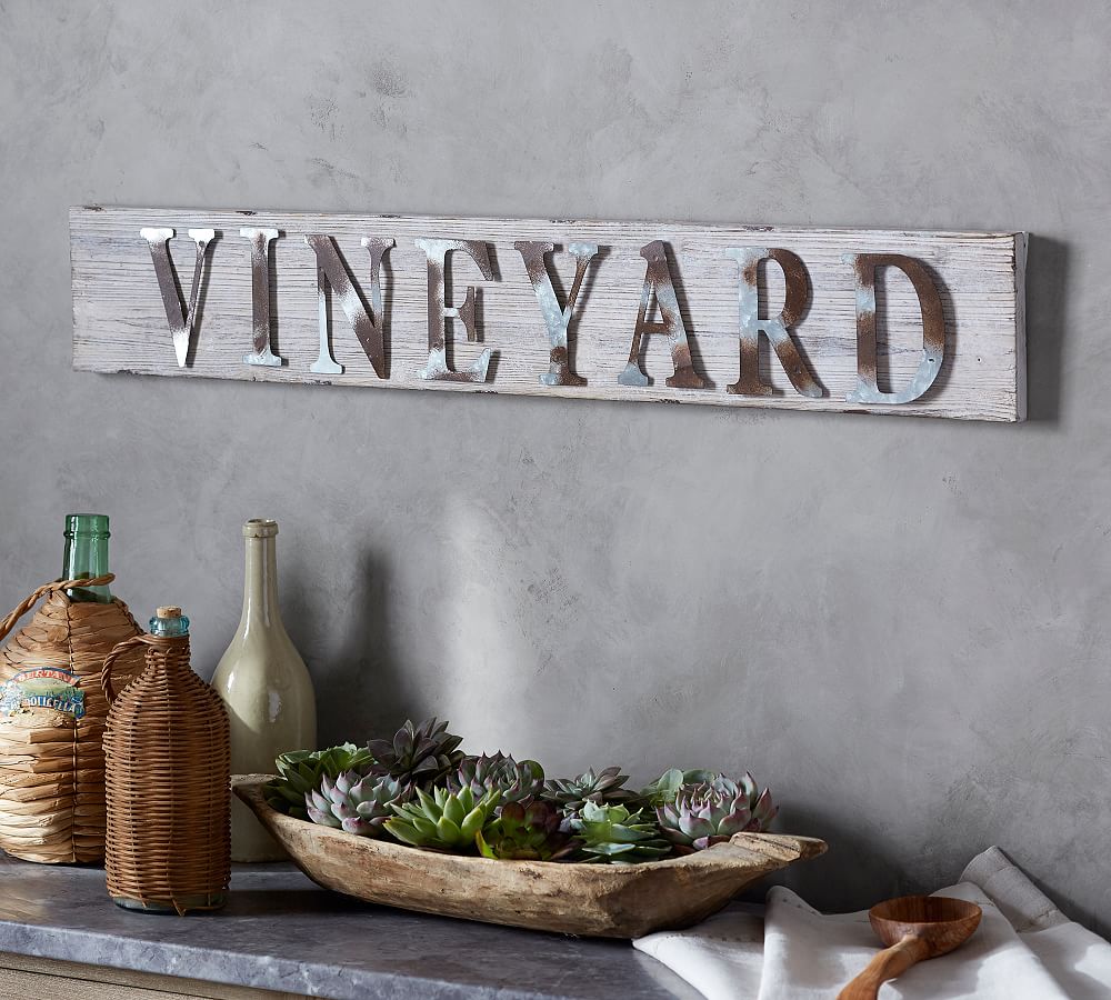 Vineyard Fir Wood Galvanized Sign