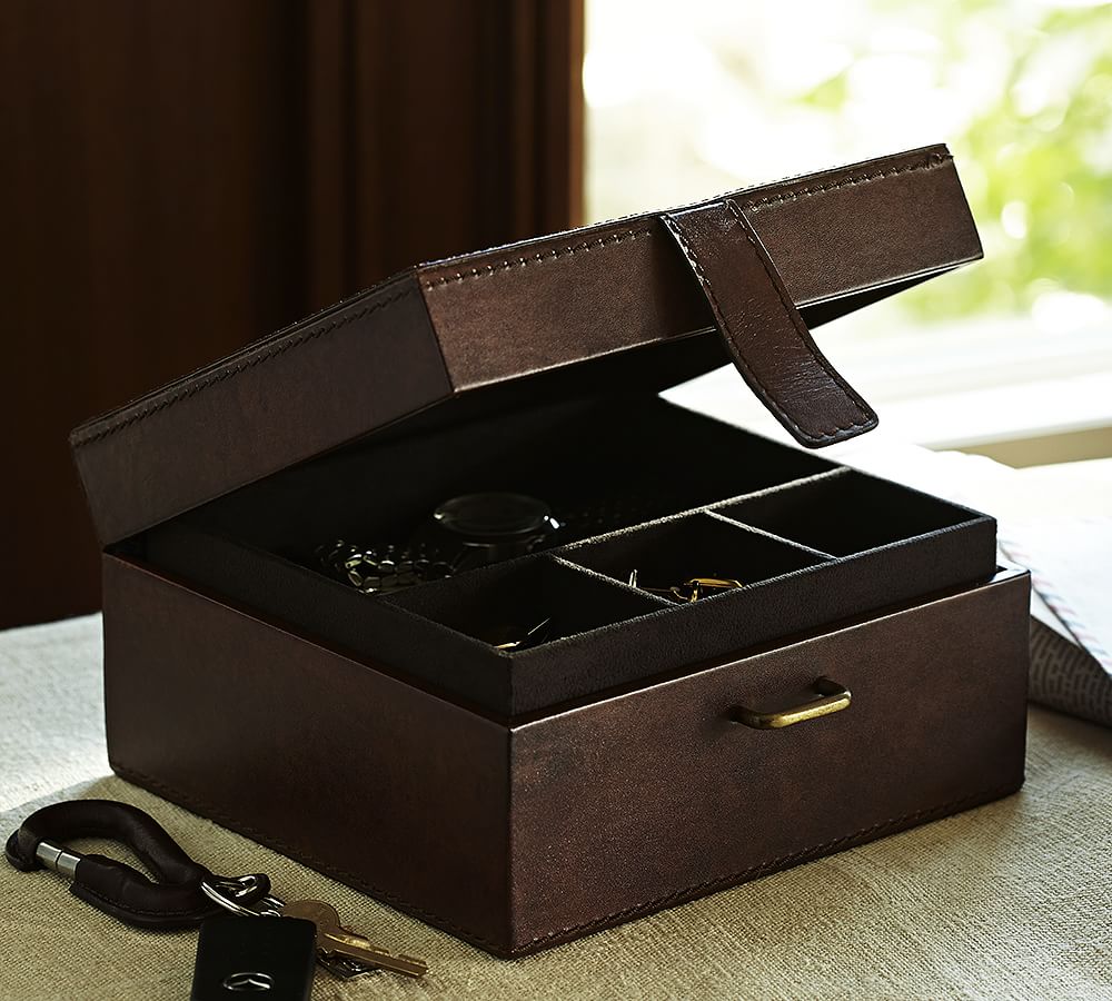 Saddle Leather Square Jewelry Box