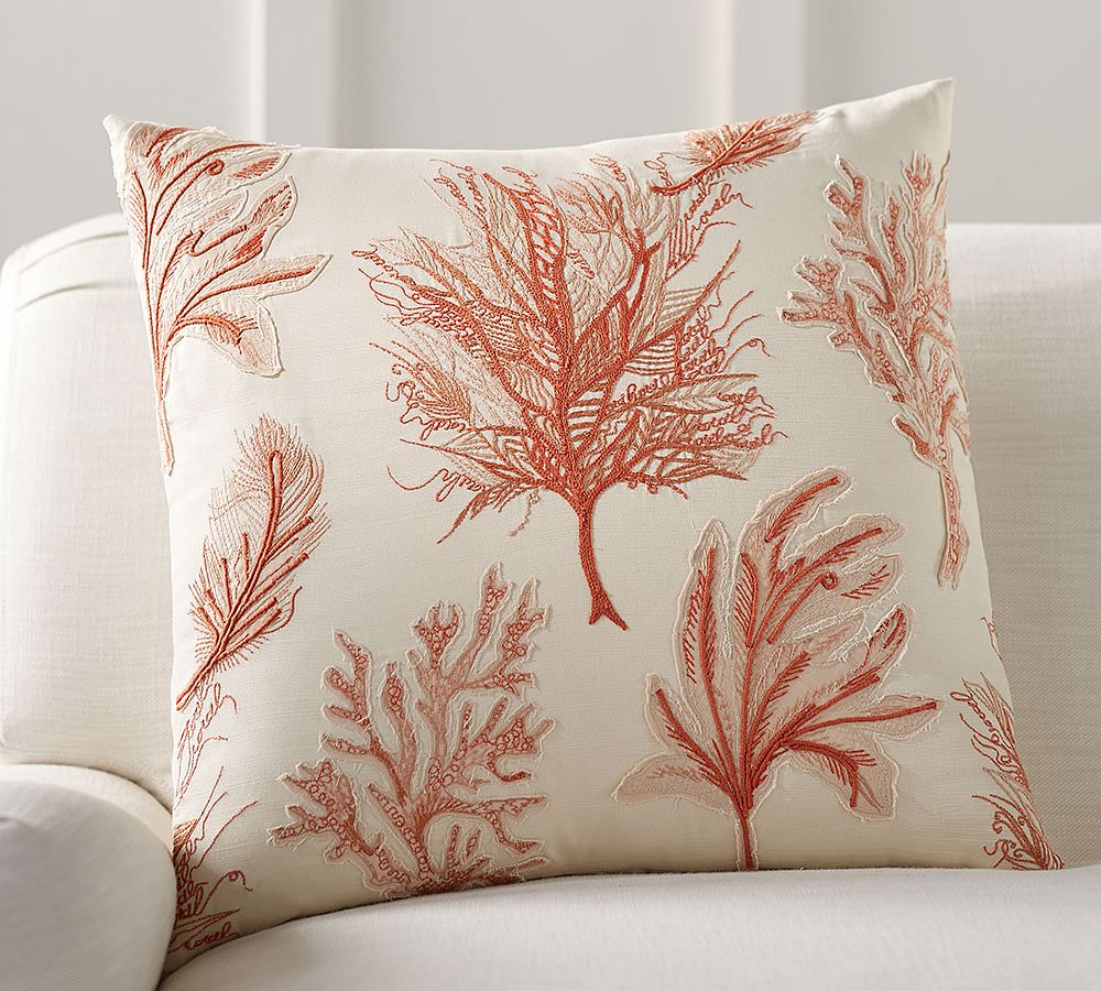 Fan Coral Applique Pillow Cover