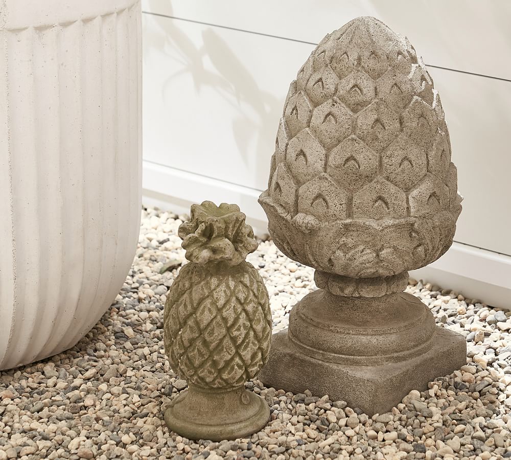 Grey and Rustic Brown Pineapple Garden Indoor Outdoor Statue - On