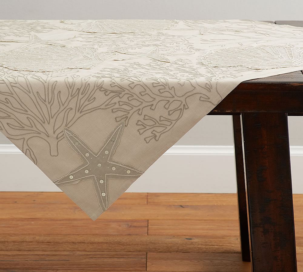Embellished Shell Table Throw