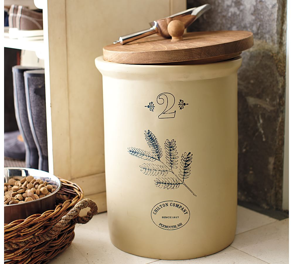 Dog food container with scoop sale