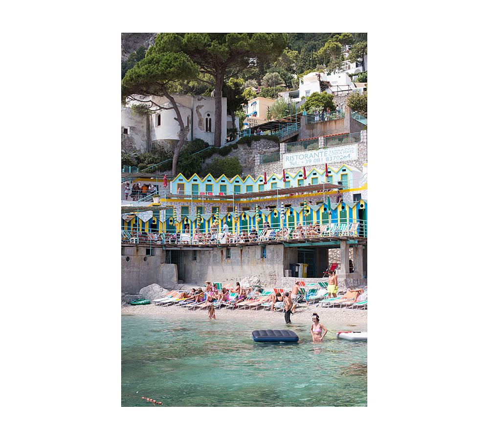 Beach Club Moments in Capri Framed Print By Rebecca Plotnick