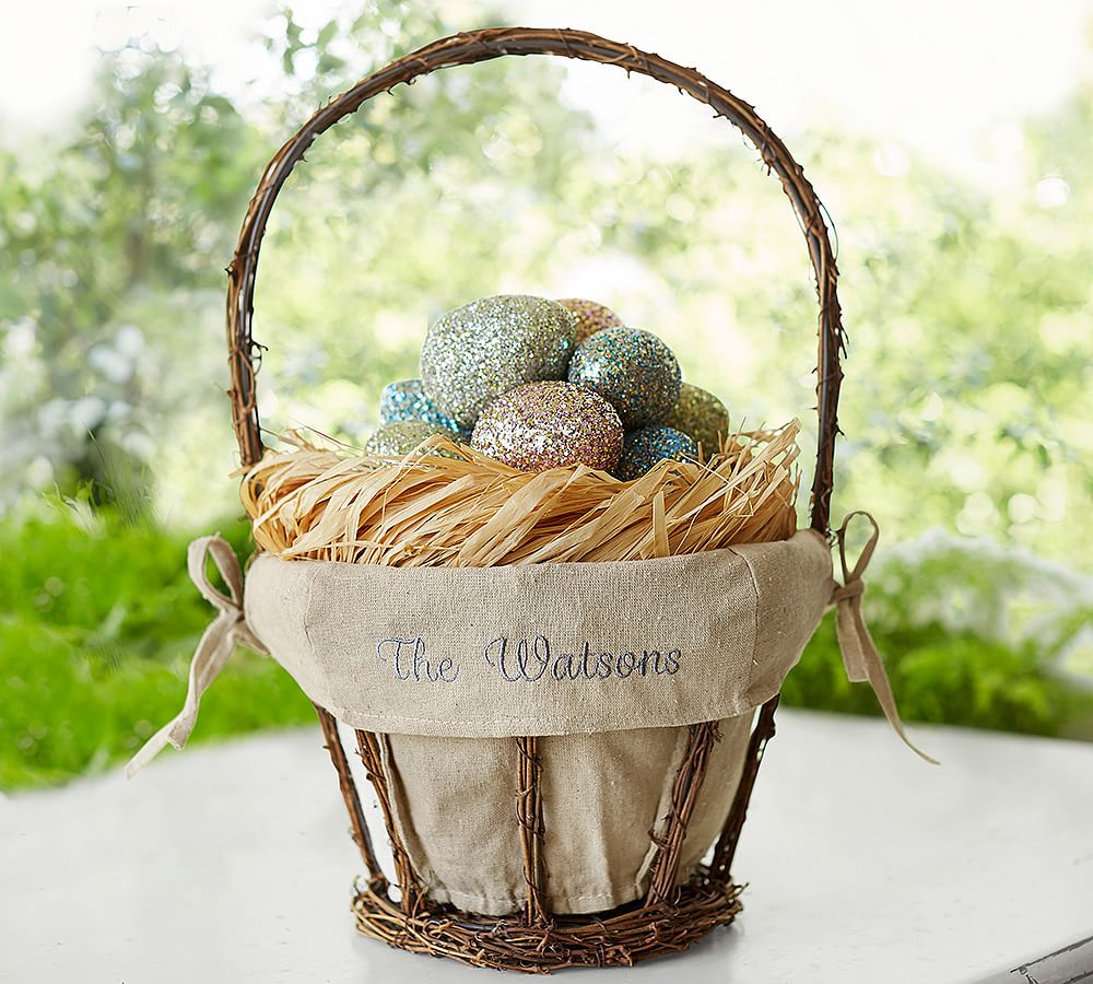 Woven Basket with Personalizable Liner