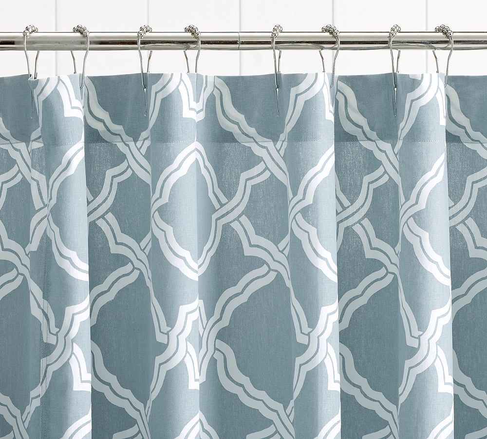 Kendra Trellis Linen Cotton Shower Curtain