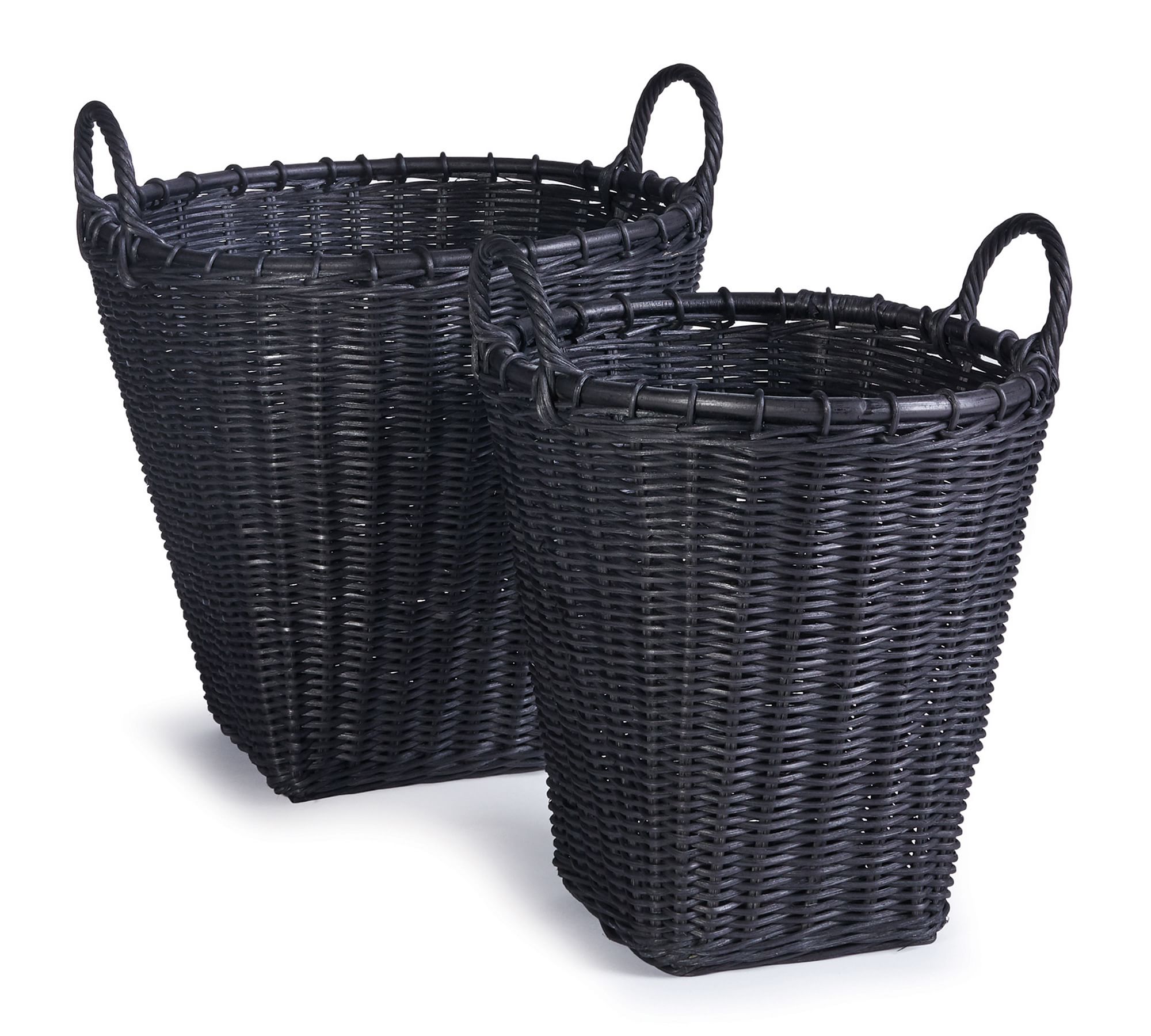 Mona Black Rattan Baskets, Set of 2