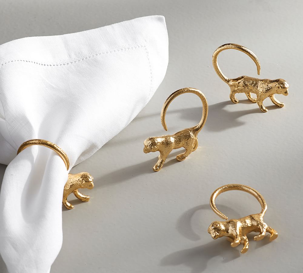 Golden Monkey Napkin Ring, Set of 4