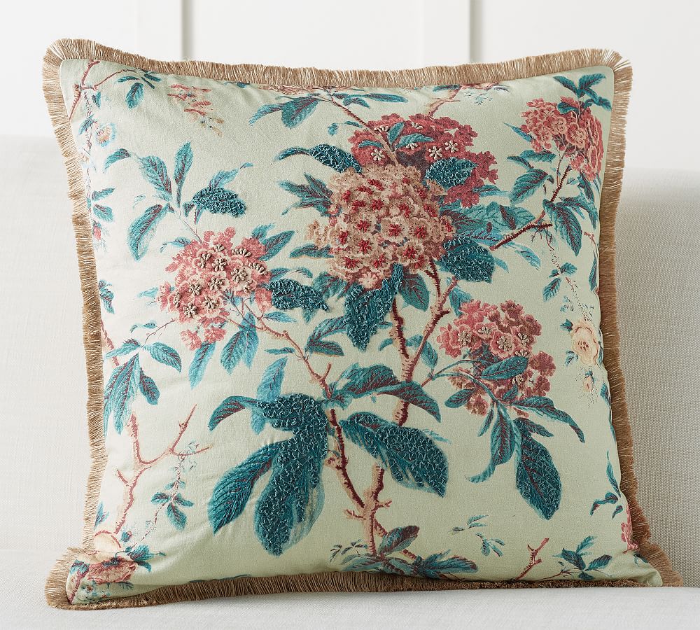 Claire Floral Embroidered Reversible Pillow Cover