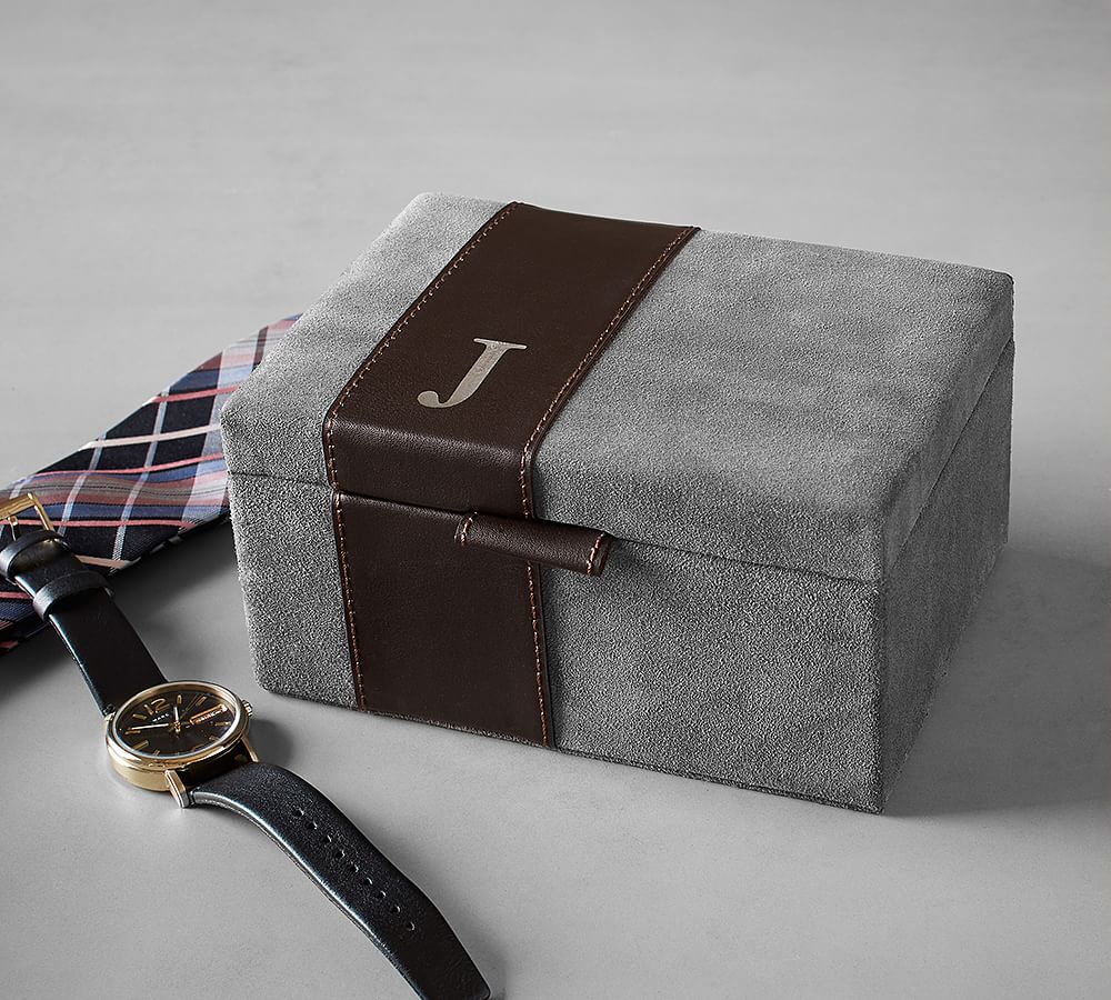 Parker Suede &amp; Leather Cuff Link Box