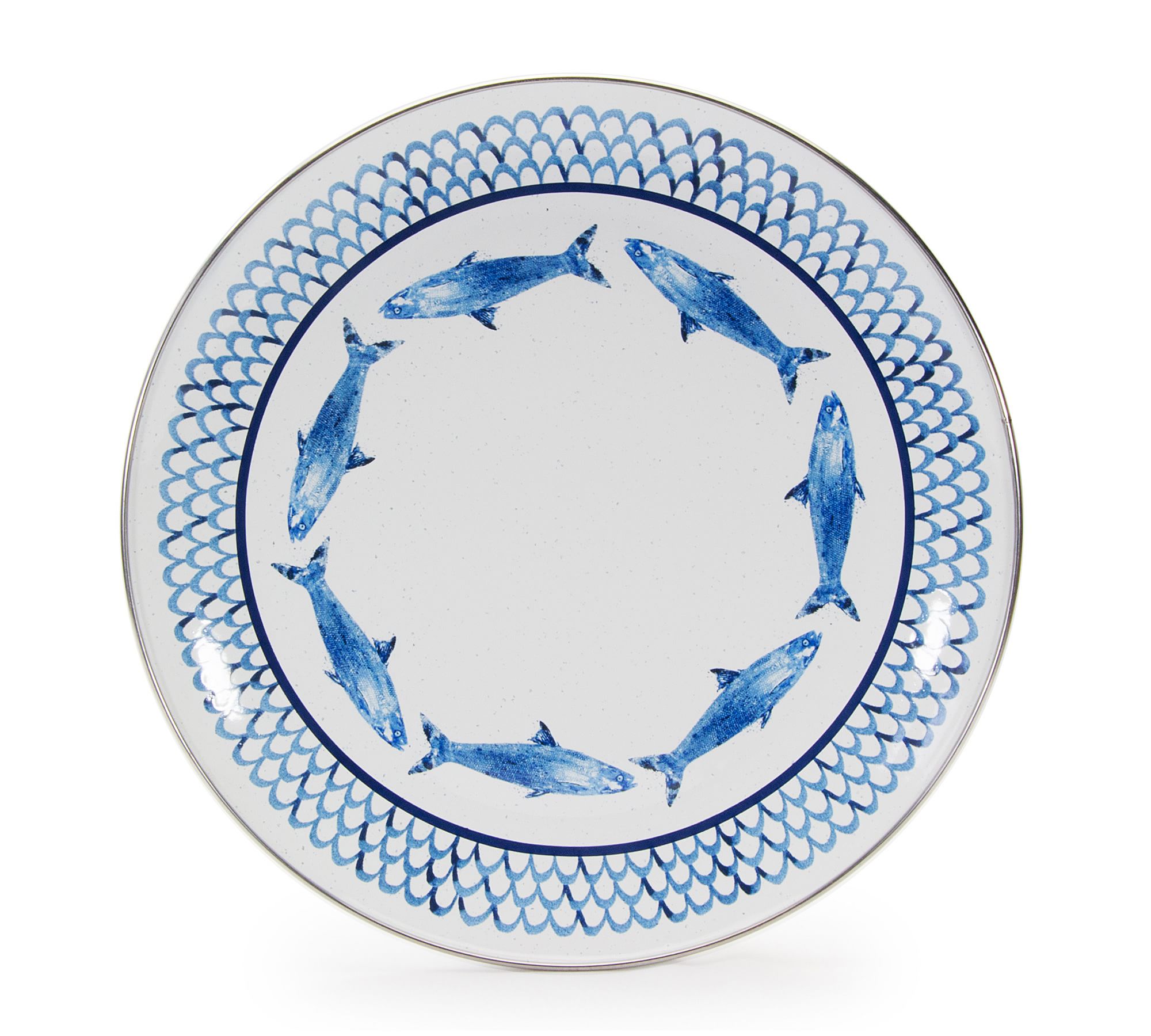 Pescado Enamel Dinner Plates, Set of 4